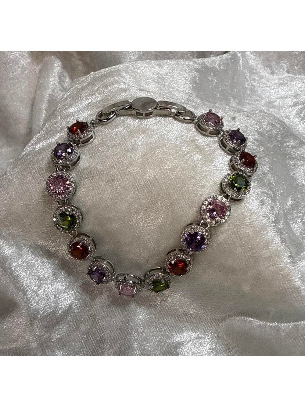 Stainless Steel Adjustable CZ Bracelet | Crystal Tennis Bracelet | Y2K